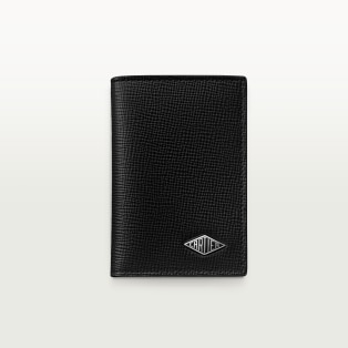 Four-credit card holder, Cartier Losange Grained black calfskin, palladium finish