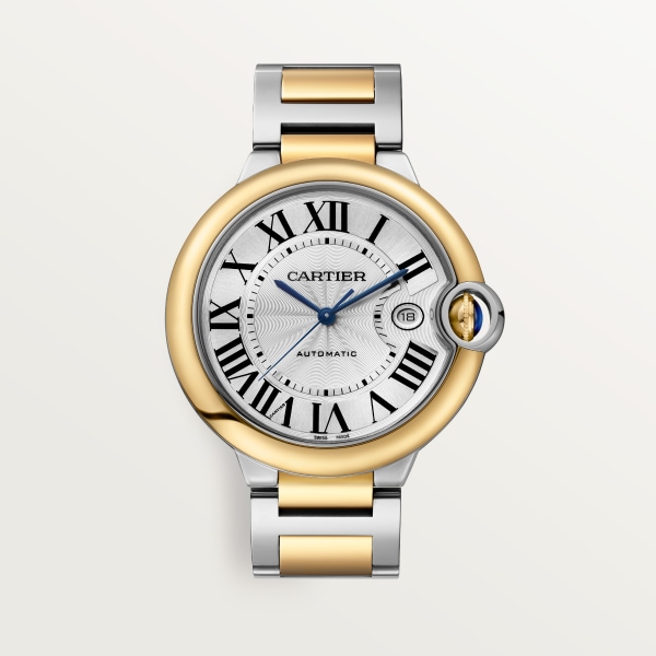 Ballon Bleu de Cartier watch 42 mm, automatic mechanical movement, yellow gold, steel