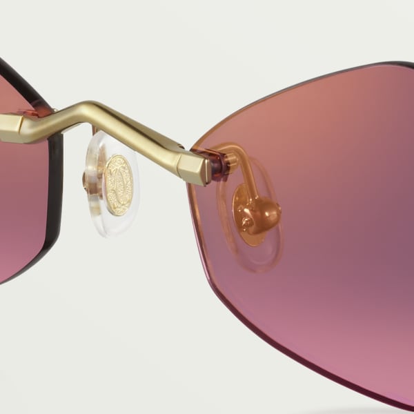 Gafas de sol Panthère de Cartier Metal acabado dorado liso, lentes degradadas violetas