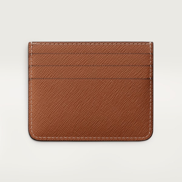 Simple card holder, C de Cartier Caramel textured calfskin, golden finish