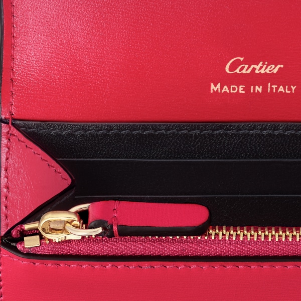 Panthère de Cartier Small Leather Goods, compact wallet Poppy calfskin, golden finish