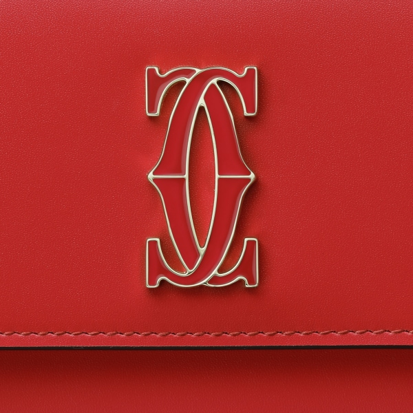 Pequeña marroquinería C de Cartier, cartera Piel de becerro lisa roja, acabado dorado