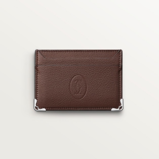 Must de Cartier Small Leather Goods, Card holder Chocolate calfskin, palladium finish