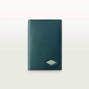 Four-credit card holder, Cartier Losange Blue calfskin, palladium finish and enamel