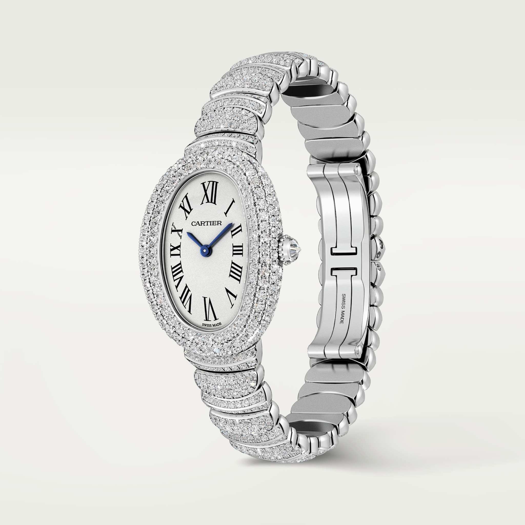 Baignoire watchSmall model, quartz movement, white gold, diamonds