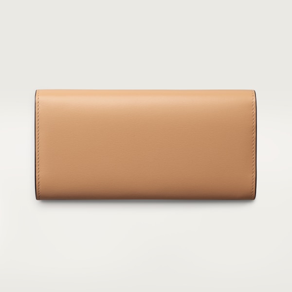 Cartera internacional con tapa, Panthère de Cartier Piel de becerro beige camel, acabado paladio