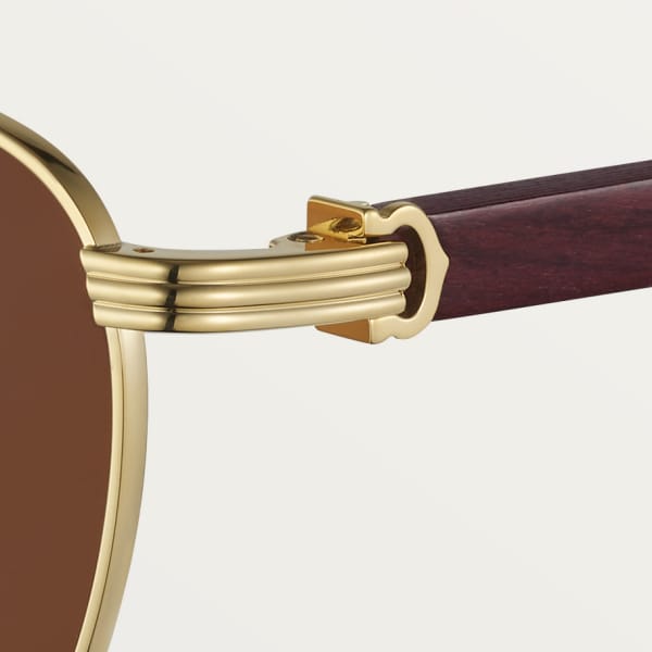 Gafas de sol Première de Cartier Metal acabado dorado liso, lentes marrones