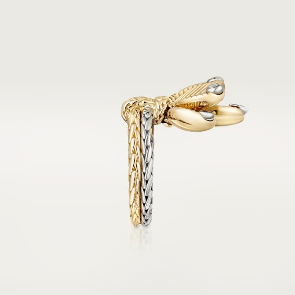 Grain de Café ring Yellow gold, white gold, diamonds