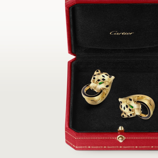 Panthère de Cartier cufflinks Yellow gold, onyx, tsavorite, lacquer