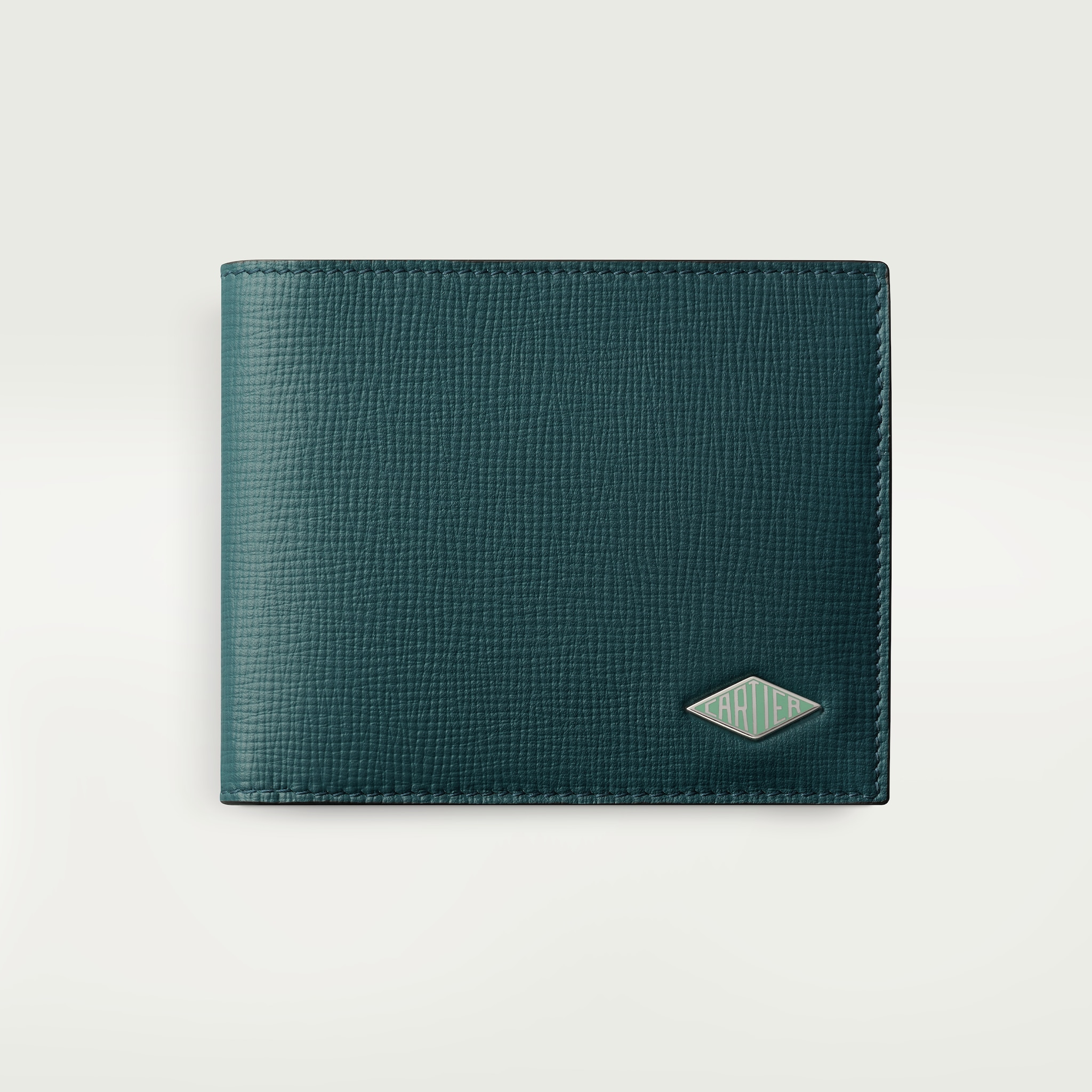 Six-credit card wallet, Cartier LosangeBlue calfskin, palladium finish and enamel