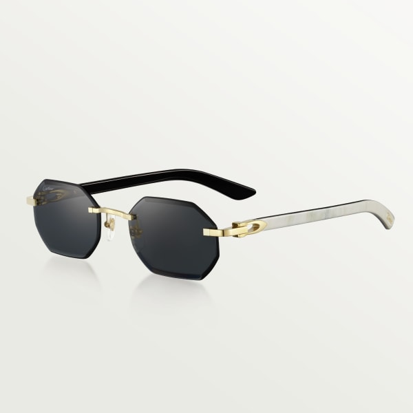 Gafas de sol Signature C de Cartier Metal acabado dorado liso, lentes grises