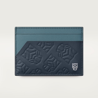 Double card holder, Panthère de Cartier Embossed steel grey and graphite-coloured calfskin, palladium finish