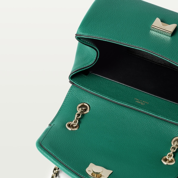 Chain bag mini, Panthère de Cartier Bright green calfskin, golden finish