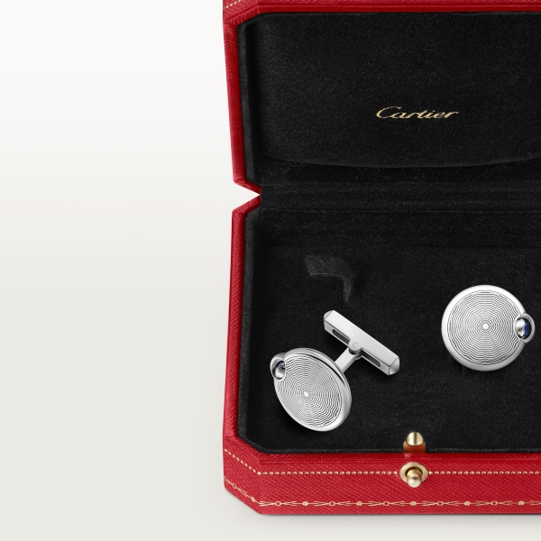 Ballon Bleu de Cartier cufflinks Sterling silver, palladium finish, blue synthetic spinel