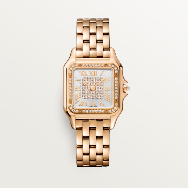 Panthère de Cartier watch Medium model, quartz, rose gold, diamonds