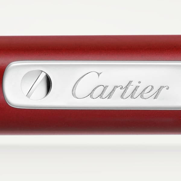 Bolígrafo Santos de Cartier Tamaño pequeño, laca roja, acabado paladio