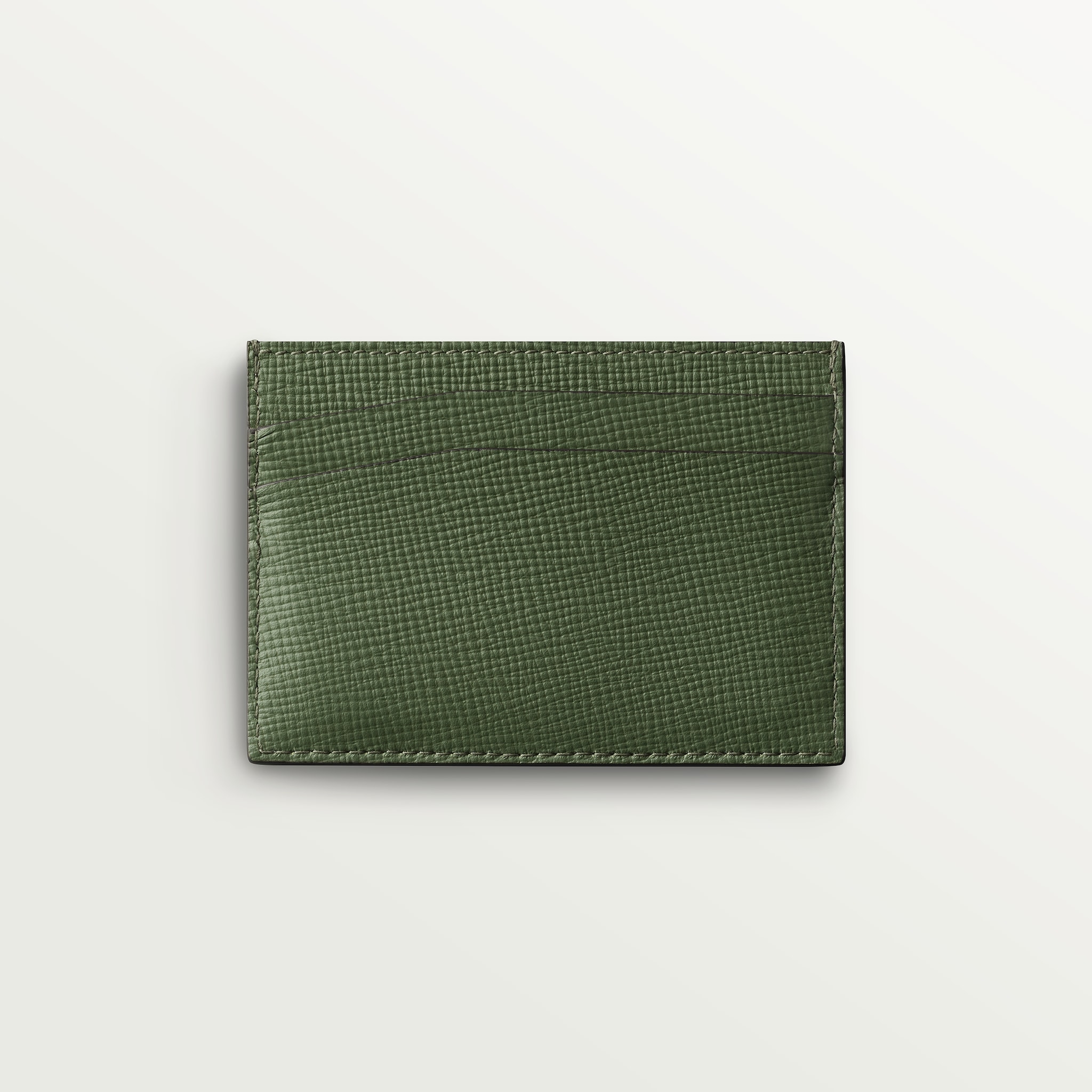 Double card holder, Cartier LosangeKhaki calfskin, palladium finish and enamel