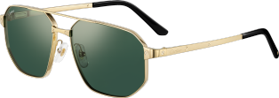 Gafas de sol Santos de Cartier Metal acabado dorado liso y cepillado, lentes verdes