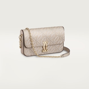 Bolso de cadena tamaño mini, C de Cartier Bordados y piel de becerro beige, acabado dorado