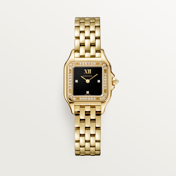 Reloj Panthère de Cartier Tamaño pequeño, movimiento de cuarzo, oro amarillo, diamantes