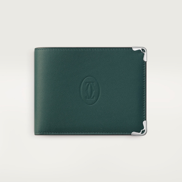 Six-credit card wallet, Must de Cartier Pine green calfskin, palladium finish