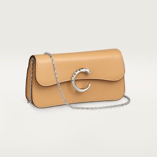 Bolso de cadena tamaño mini, Panthère de Cartier Piel de becerro beige camel, acabado paladio