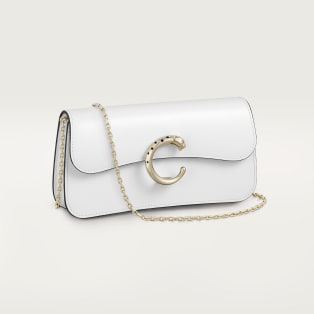 Bolso de cadena tamaño mini, Panthère de Cartier Piel de becerro blanco óptico, acabado dorado