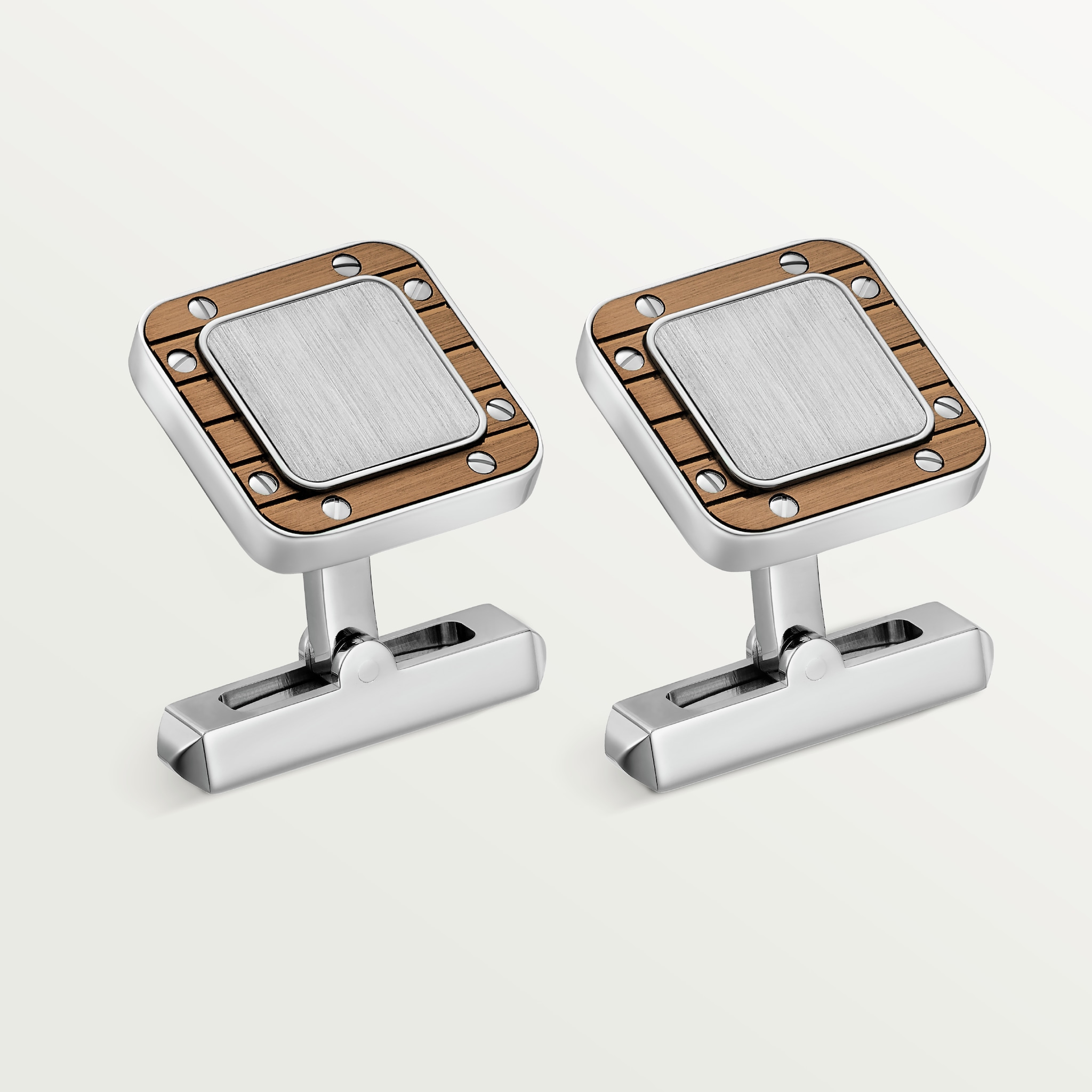 Santos de Cartier cufflinksPalladium-finish sterling silver and striated metal covered with amber brown PVD