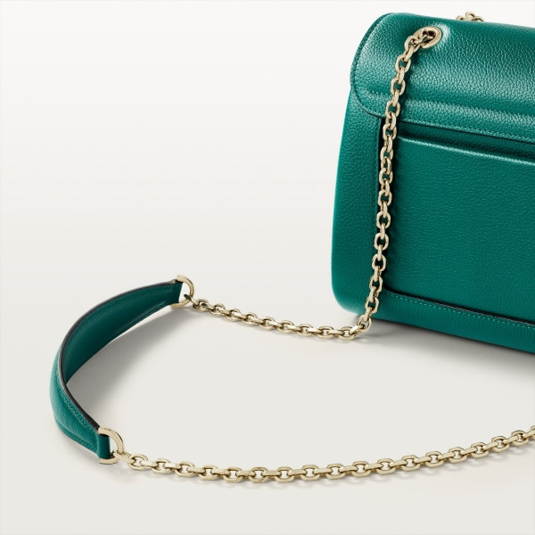 Chain bag small model, Panthère de Cartier Bright green calfskin, golden finish