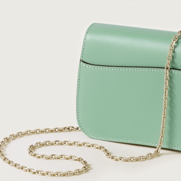 Chain bag mini, Panthère de Cartier Sage green calfskin, golden finish