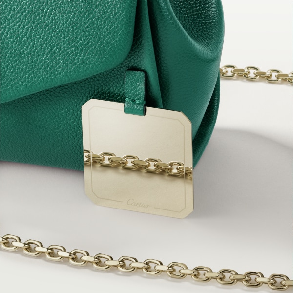 Chain bag mini, Panthère de Cartier Bright green calfskin, golden finish