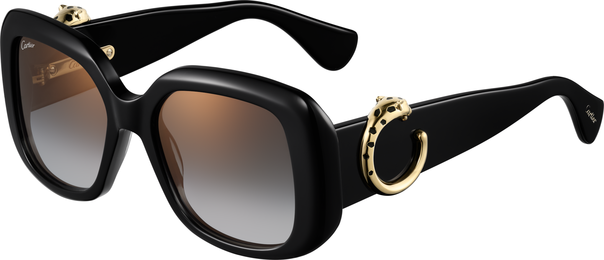 Gafas de sol Panthère de CartierAcetato negro, lentes grises