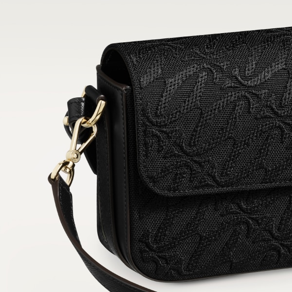 C de Cartier east-west bag Embroidery, black calfskin, golden finish