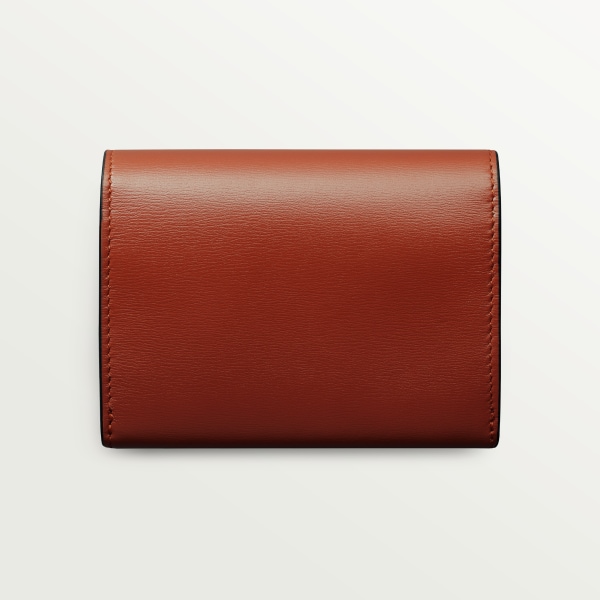 Panthère de Cartier Small Leather Goods, compact wallet Chestnut calfskin, golden finish