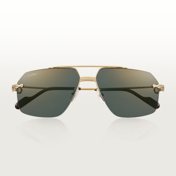 Gafas de sol Première de Cartier Metal acabado dorado liso, lentes verdes