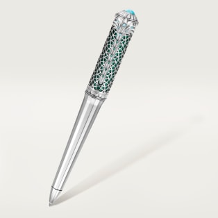 Limited edition ballpoint pen with Palm Tree motif Limited edition, sterling silver, lacquer, mother-of-pearl, turquoise, palladium finish