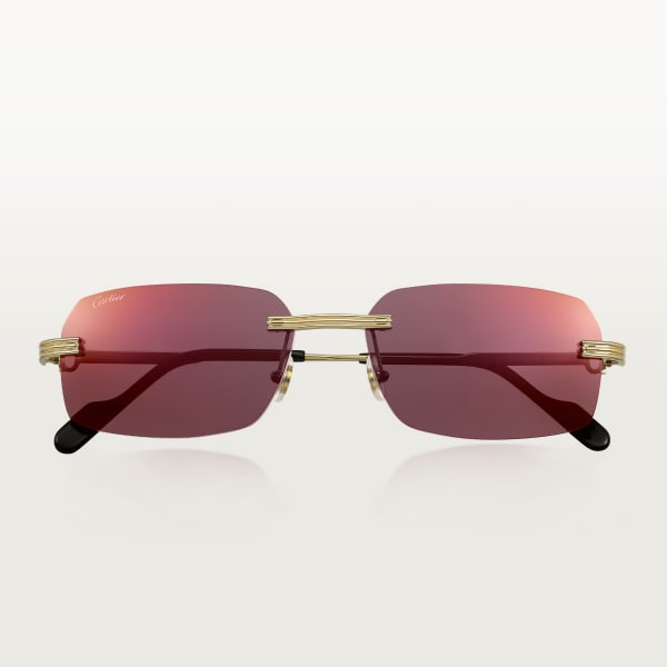Gafas de sol Première de Cartier Metal acabado dorado liso, lentes burdeos