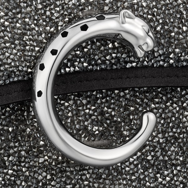 Panthère de Cartier bag, chain bag Silver glass beads, fabric, palladium finish and black enamel