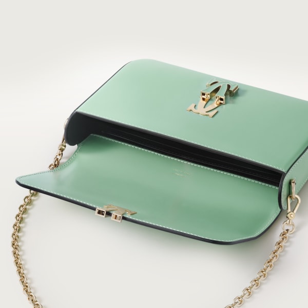 Bolso de cadena tamaño mini, C de Cartier Piel de becerro verde almendra, acabado dorado