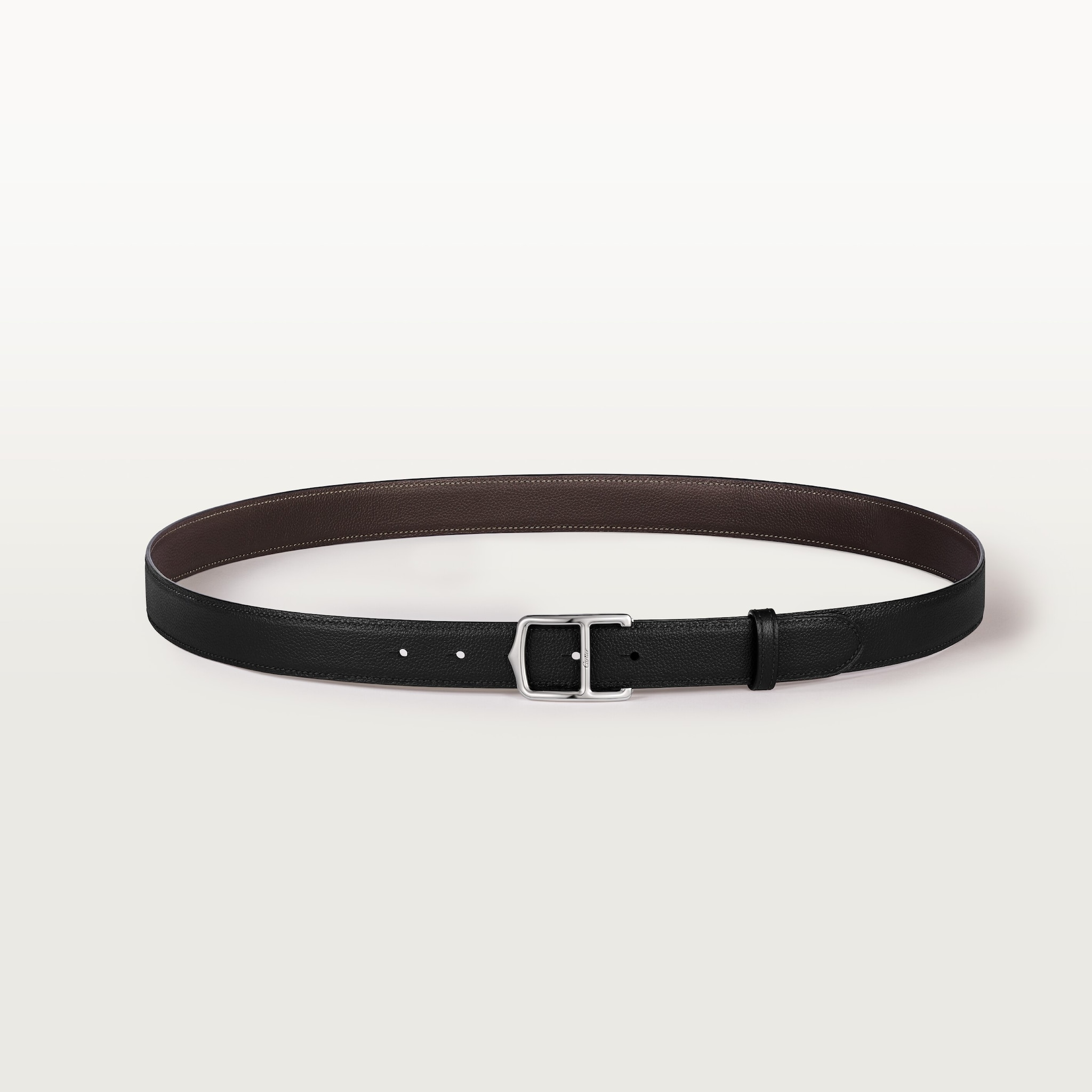 Belt, C BeltBlack/ebony cowhide, stainless steel-finish buckle