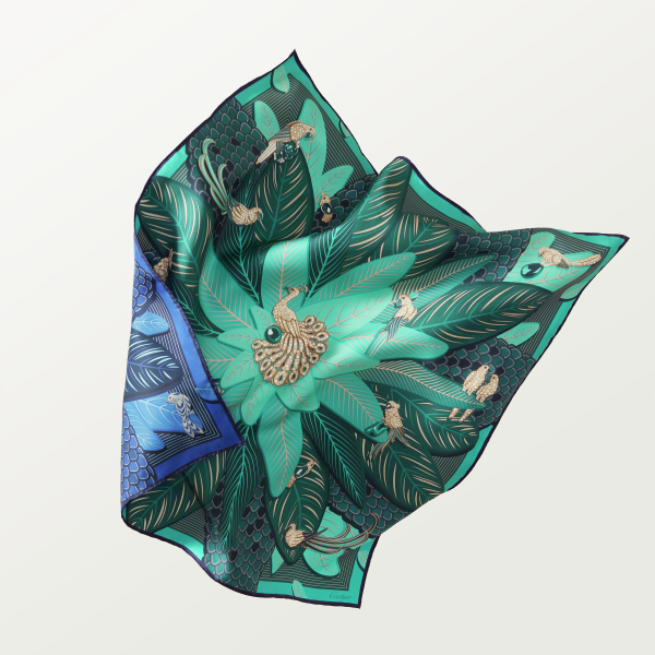 Pañuelo  Twill de seda azul y verde