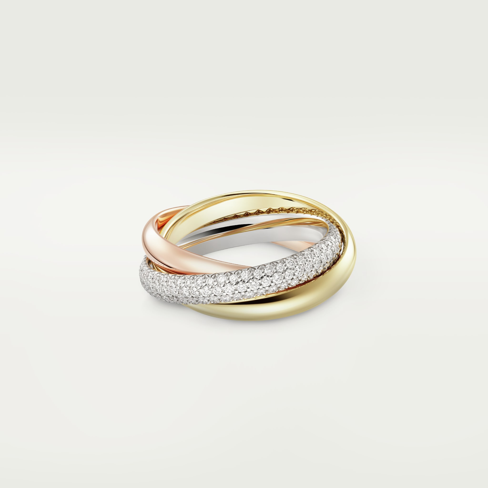 Cartier Trinity Ring in 18K Yellow, White and Rose Gold For Sale at 1stDibs  | cartier trinity puzzle ring, trinity dioer, tiffany trinity ring