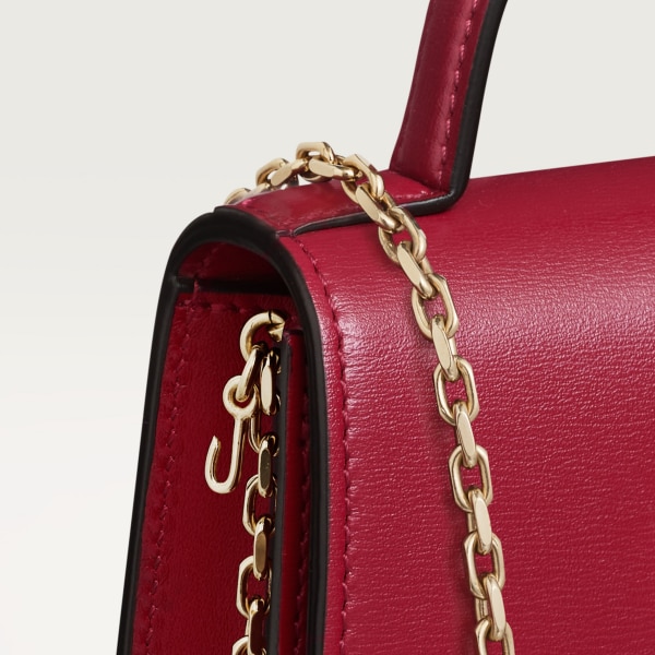 Bolso de cadena tamaño micro, Panthère de Cartier Piel de becerro rojo cereza, acabado dorado