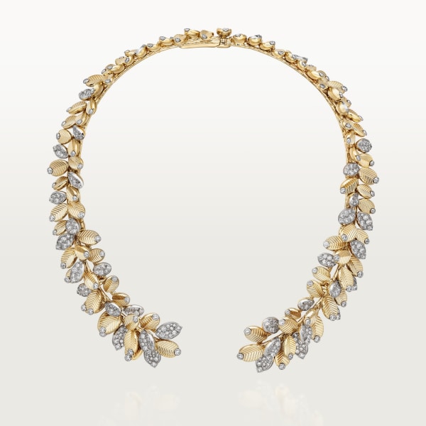 Grain de Café necklace Yellow gold, platinum, diamonds