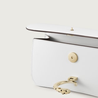 Bolso de cadena tamaño mini, Panthère de Cartier Piel de becerro blanco óptico, acabado dorado