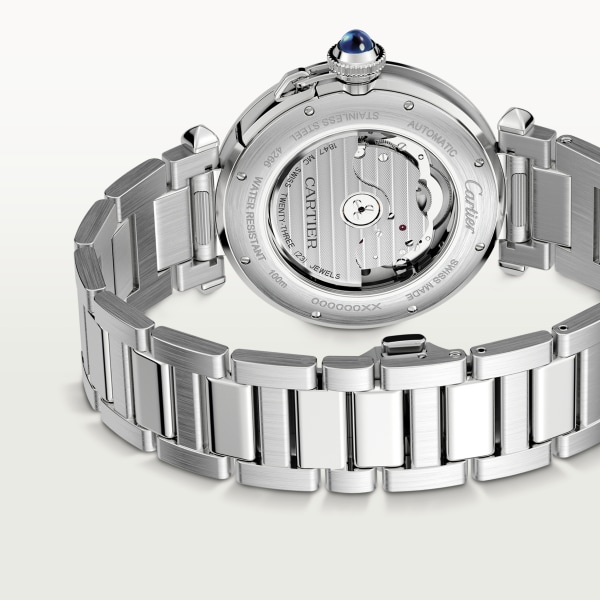 Pasha de Cartier watch 41 mm, automatic movement, steel, interchangeable straps in leather and steel