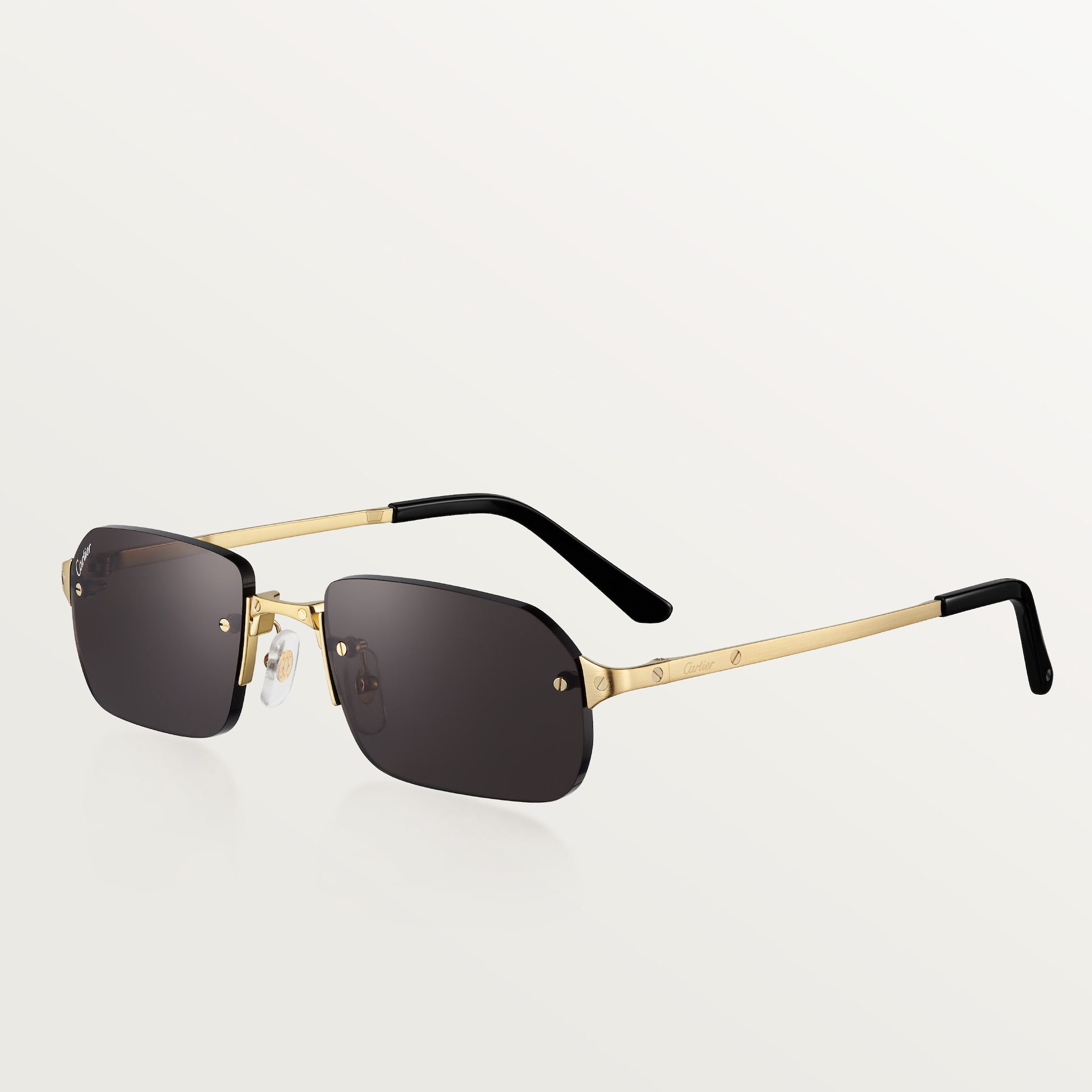 Gafas de sol Santos de CartierMetal acabado dorado liso y cepillado, lentes grises