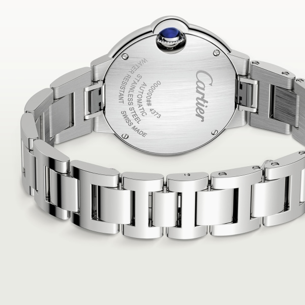 Reloj Ballon Bleu de Cartier 33 mm, movimiento mecánico de carga automática, acero, diamantes