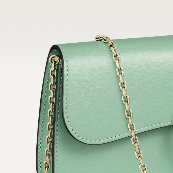 Chain bag mini, Panthère de Cartier Sage green calfskin, golden finish