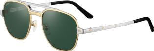 Gafas de sol Santos de Cartier Metal acabado platino cepillado, lentes verdes
